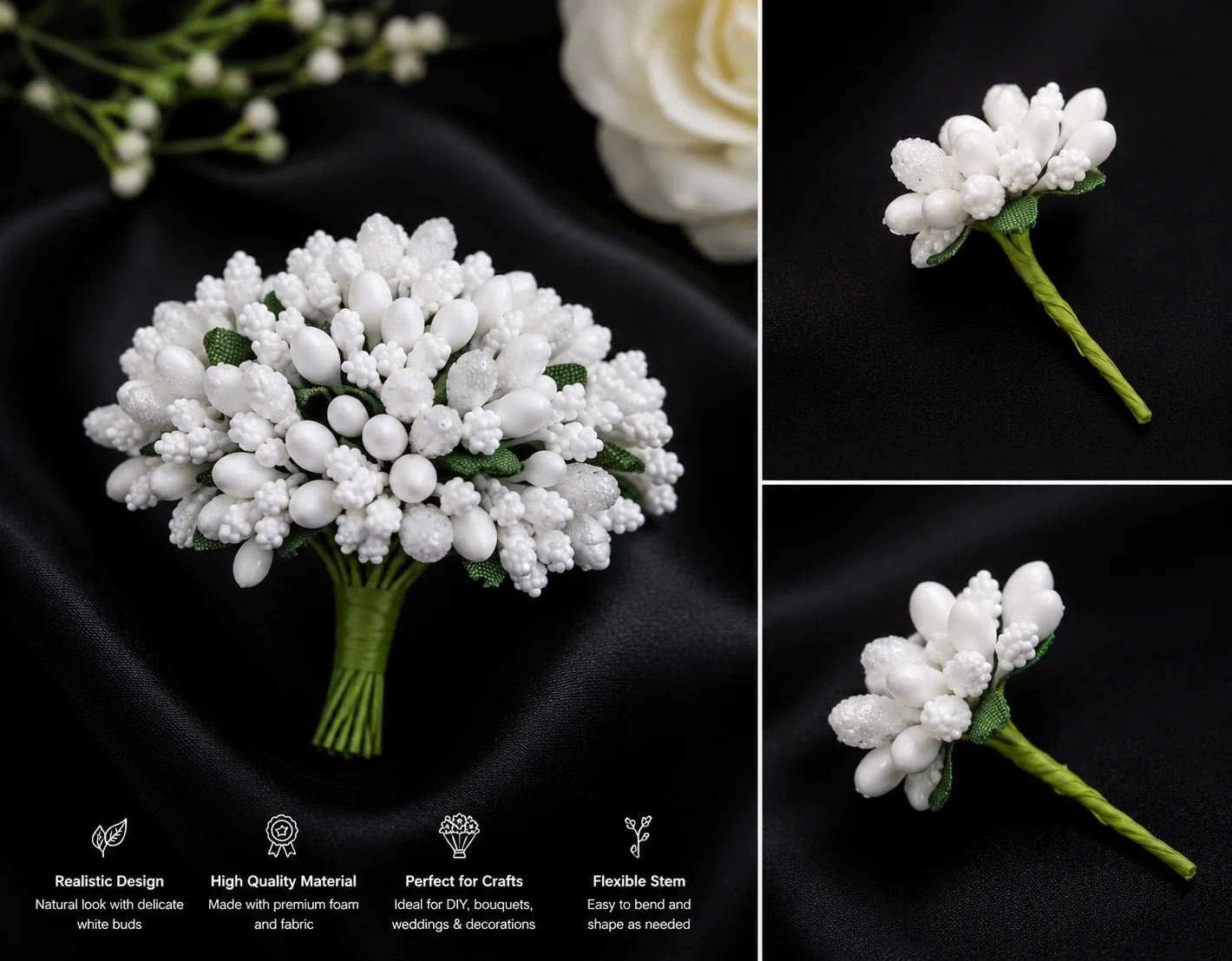 Artificial Red & White Berry Floral Bouquet Picks