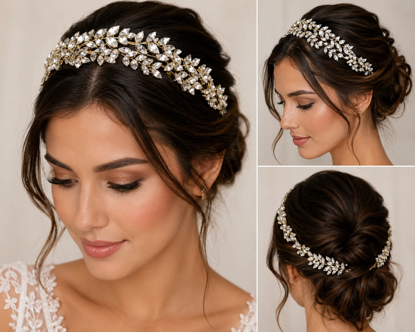 Luxury METAL Leaf Bridal Tiara Headband