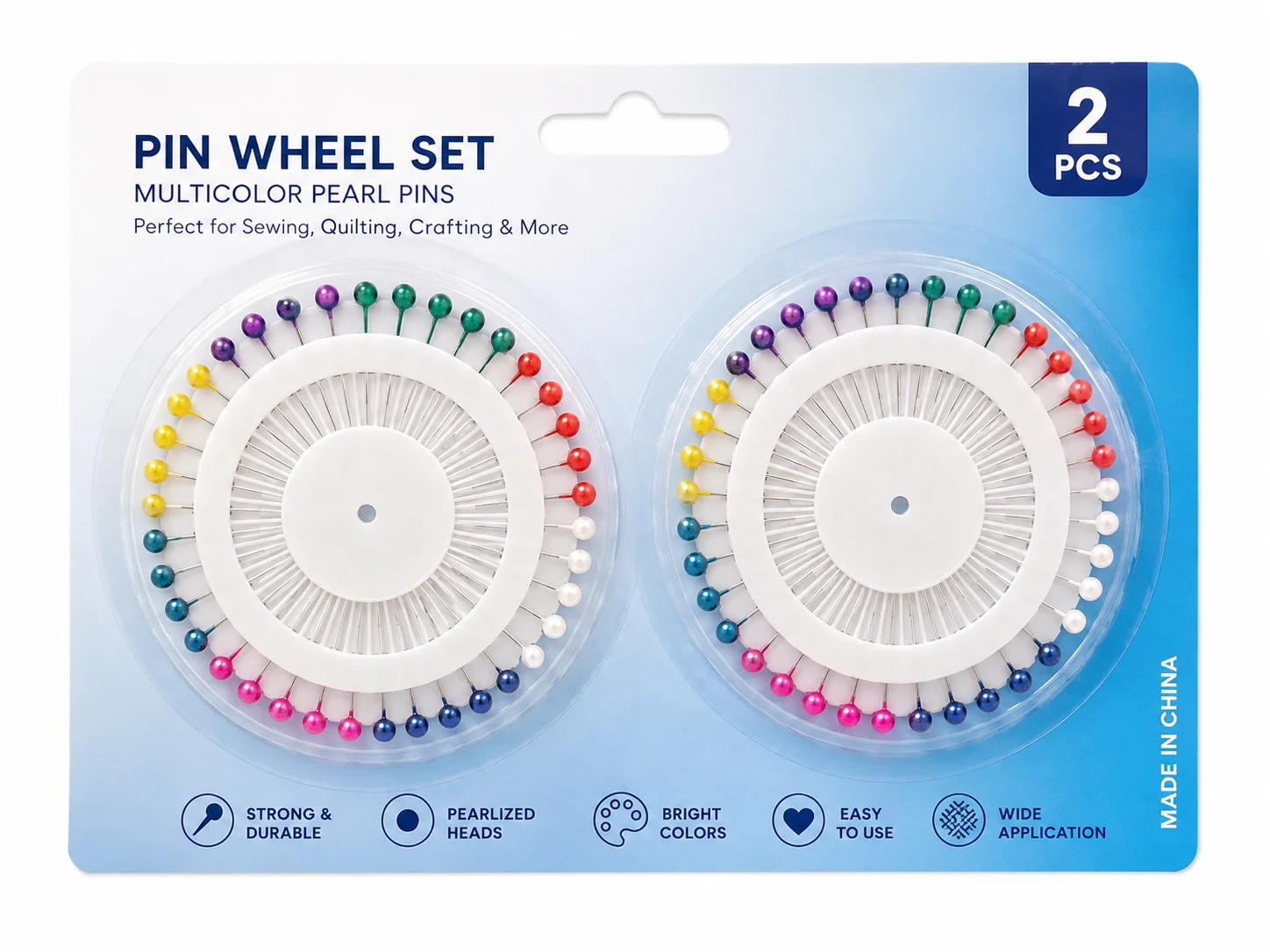 Multicolor Pearl Head Sewing Pins Wheel Set