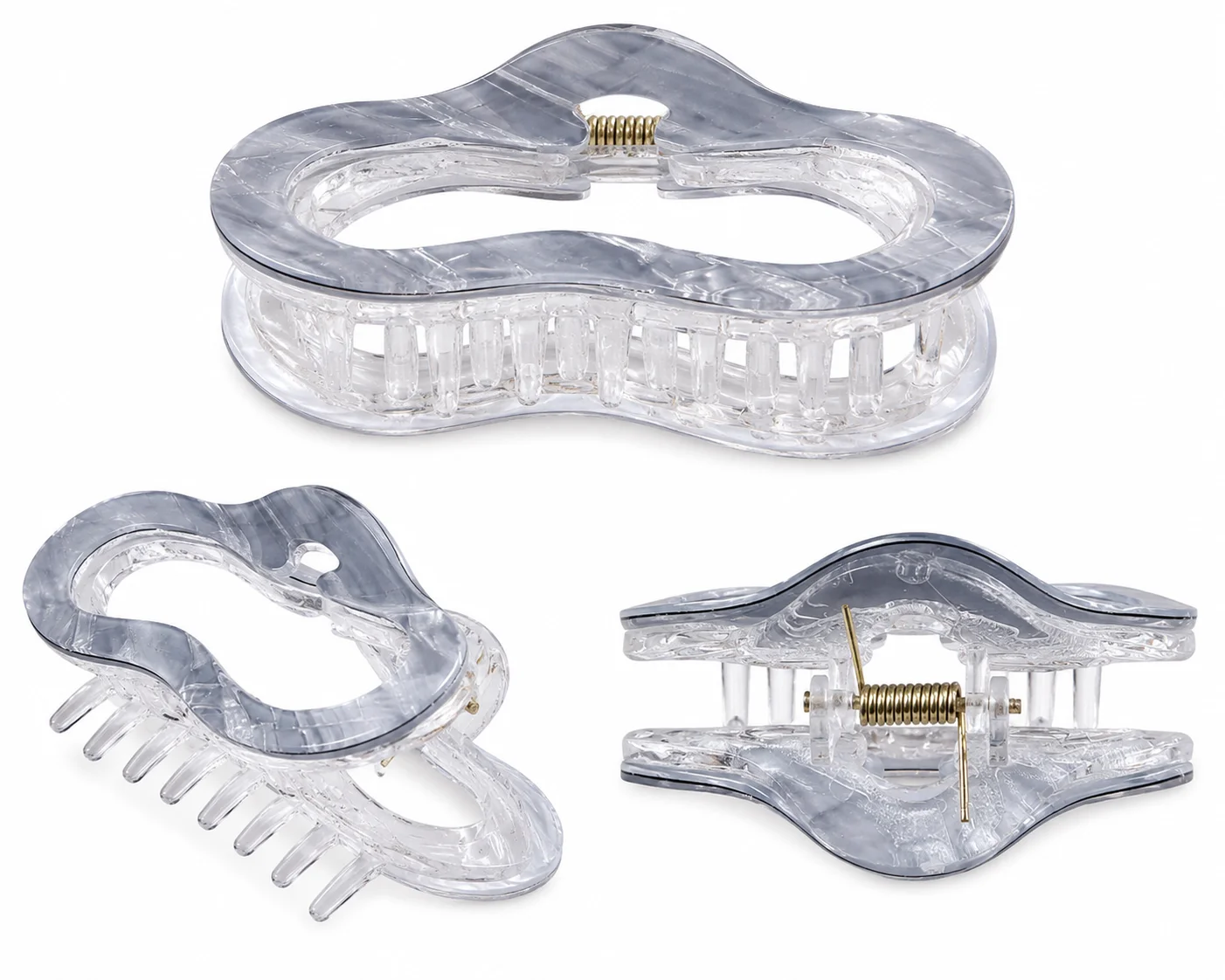 Elegant Grey Marble Acrylic Hair CATCHER