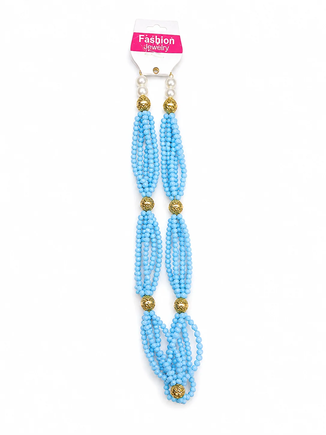 Elegant Sky Blue Multi-Layer Beaded Necklace
