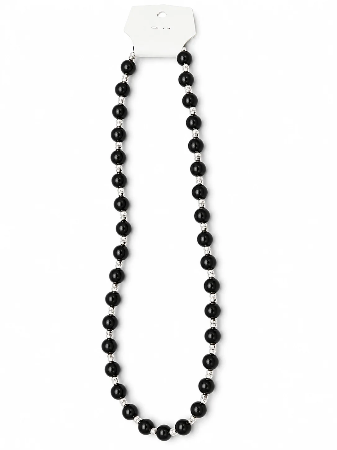 Elegant Black Beaded Necklace with Crystal Spacers