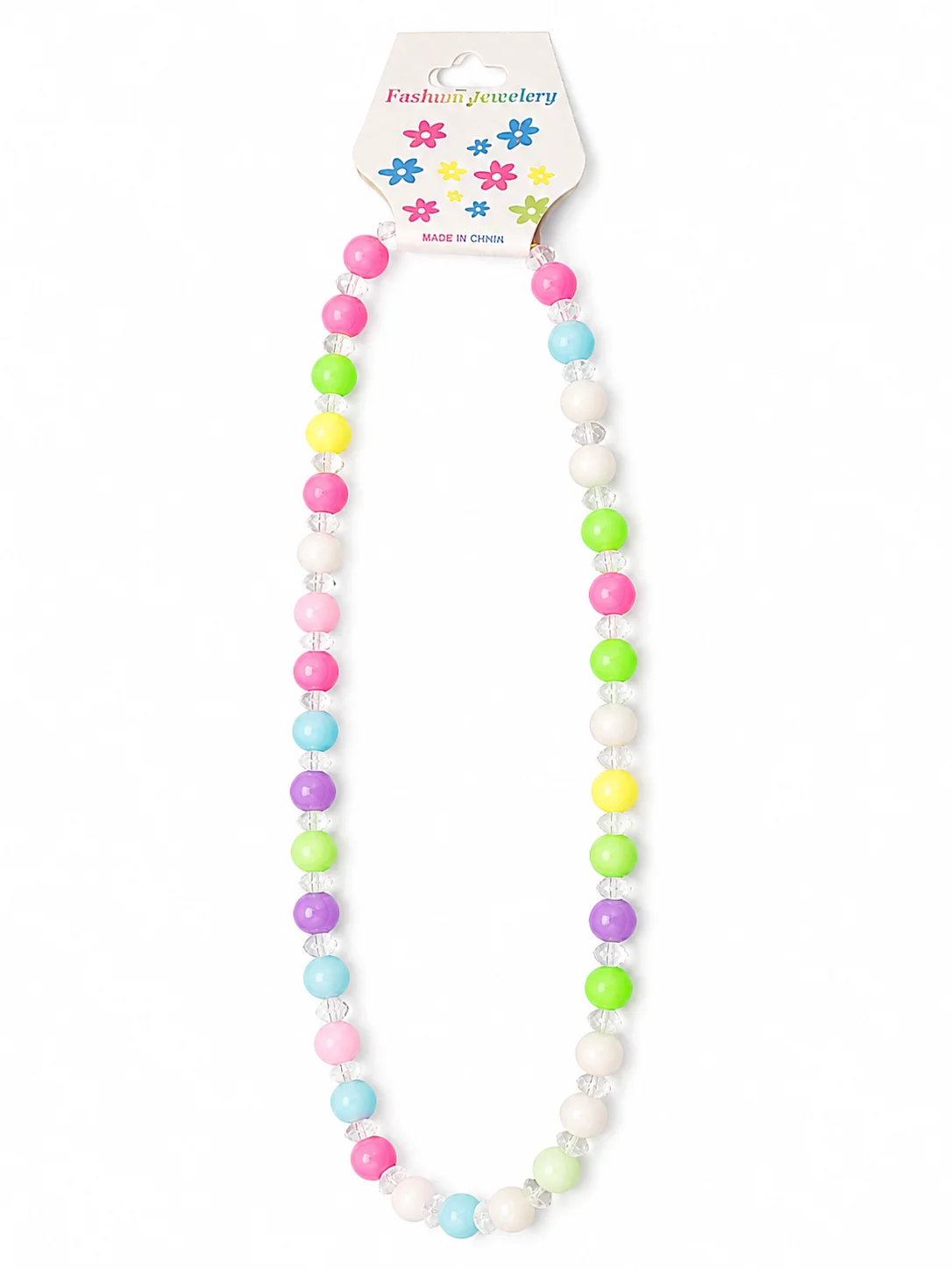 Colorful Rainbow Beaded Necklace for Kids