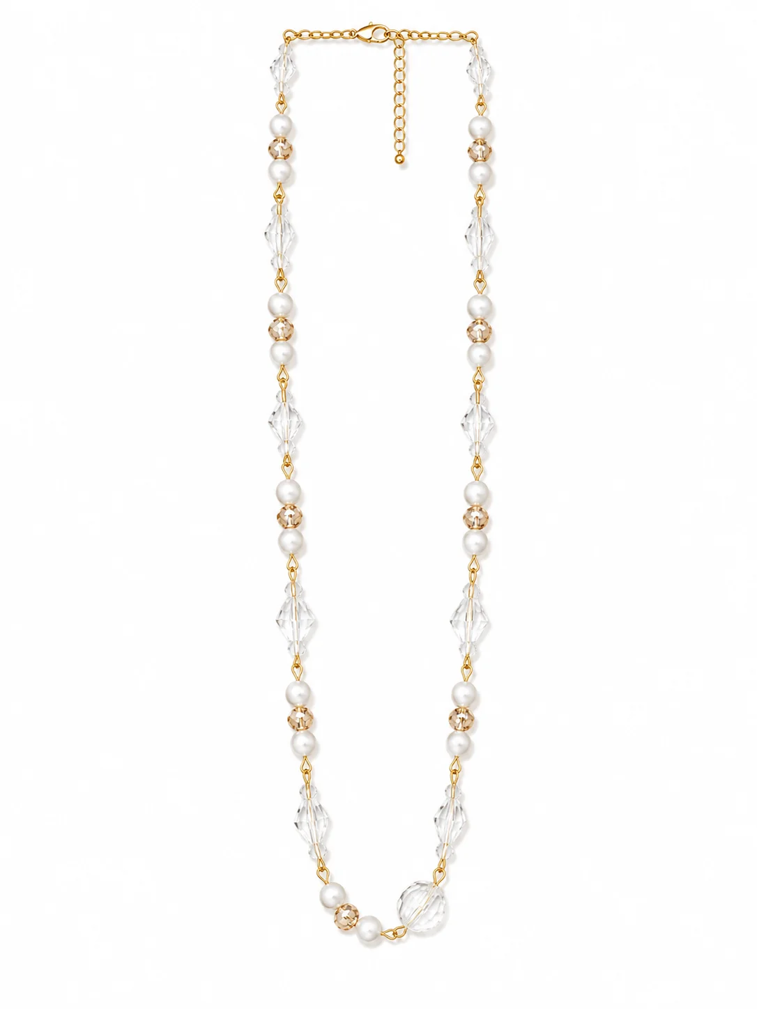 Elegant Crystal & Pearl Beaded Necklace