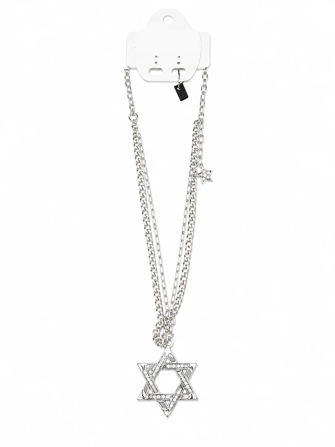 Silver Layered Star Pendant Necklace