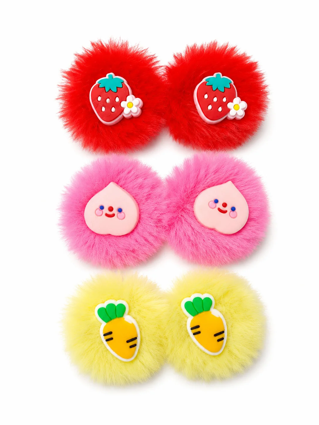Fluffy Cartoon Hair Clips Set for Girls