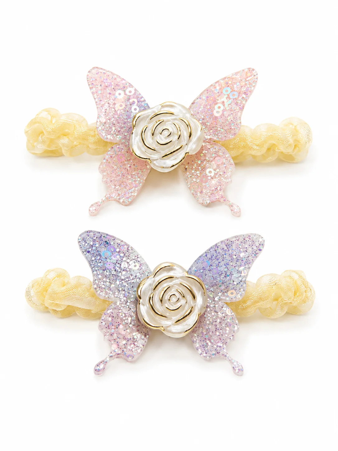 Glitter Crystal Butterfly Elastic Hair Ties