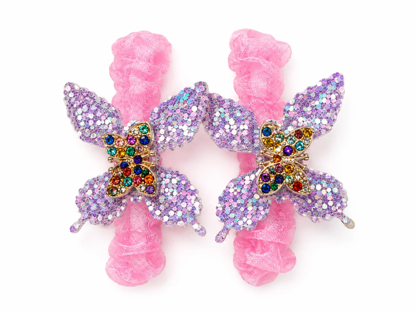 Glitter Crystal Butterfly Elastic Hair Ties