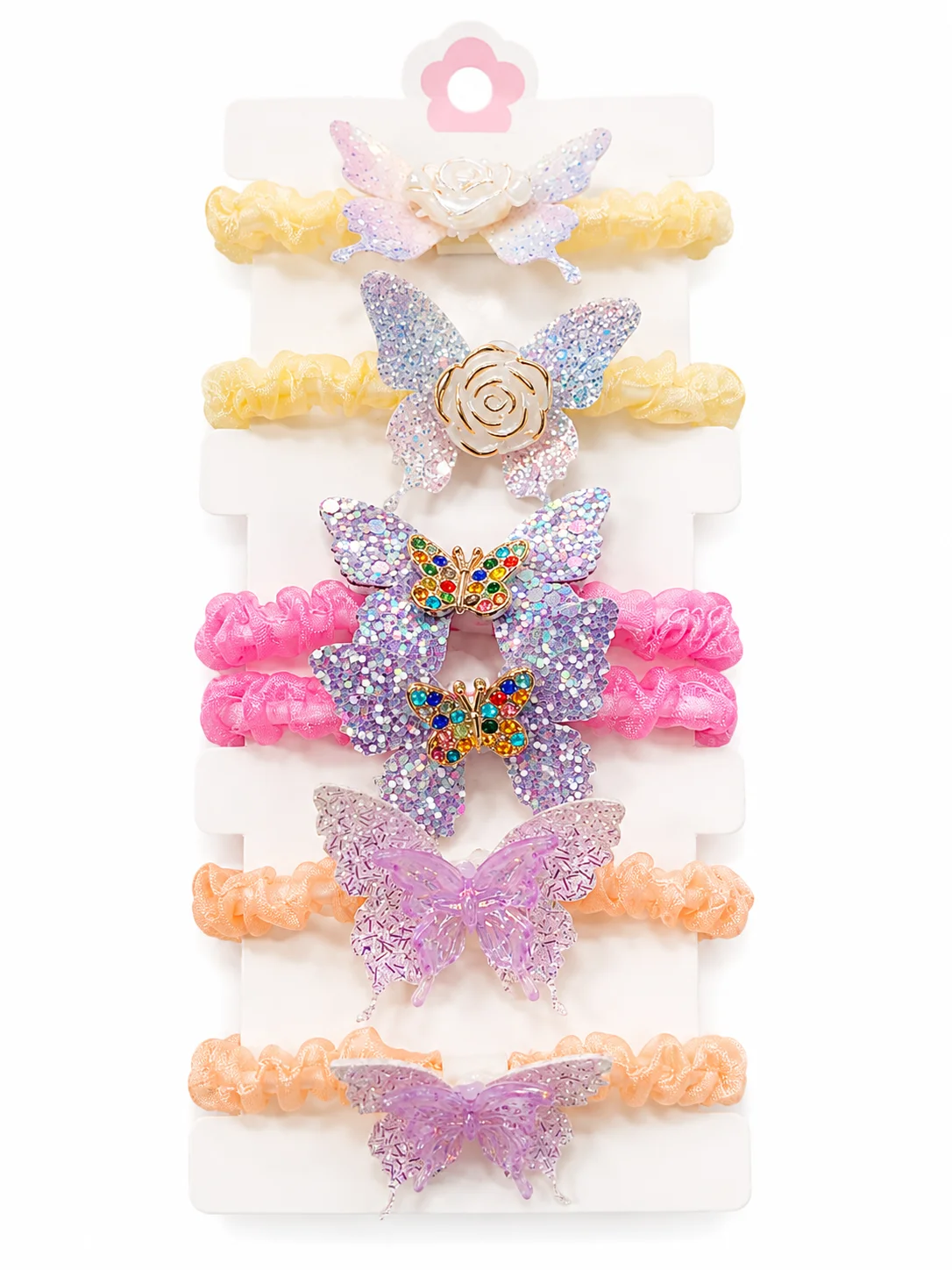 Glitter Crystal Butterfly Elastic Hair Ties