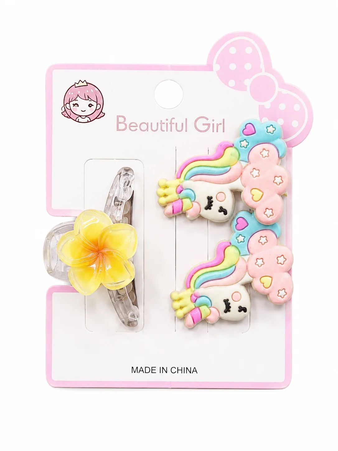 Kids Hair Clip Set with Flower Claw Clip
