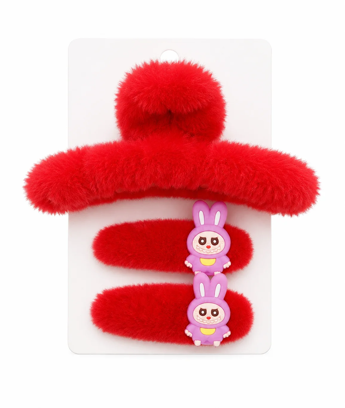 Fluffy Bunny Hair Accessories Set for Girls