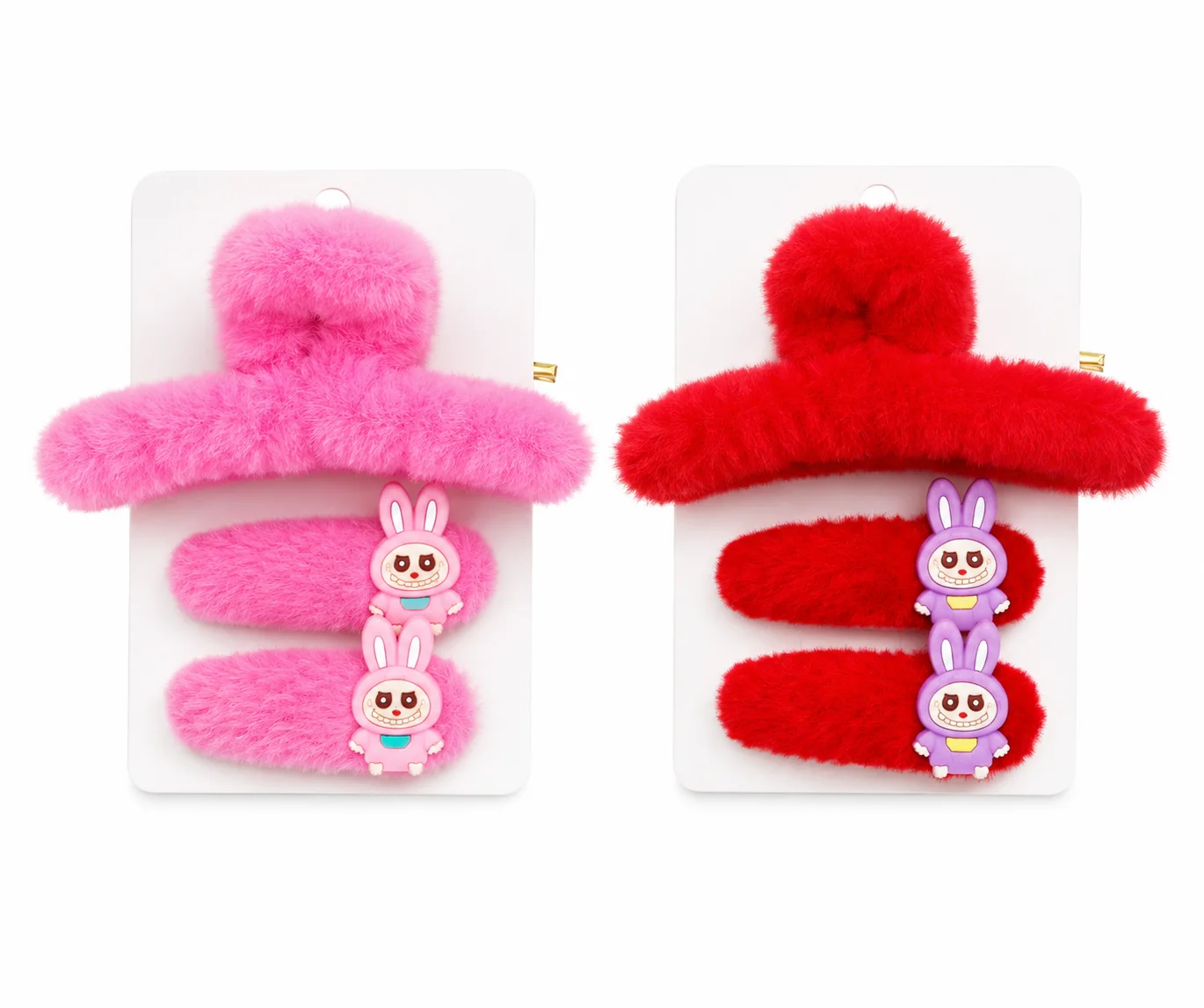 Fluffy Bunny Hair Accessories Set for Girls