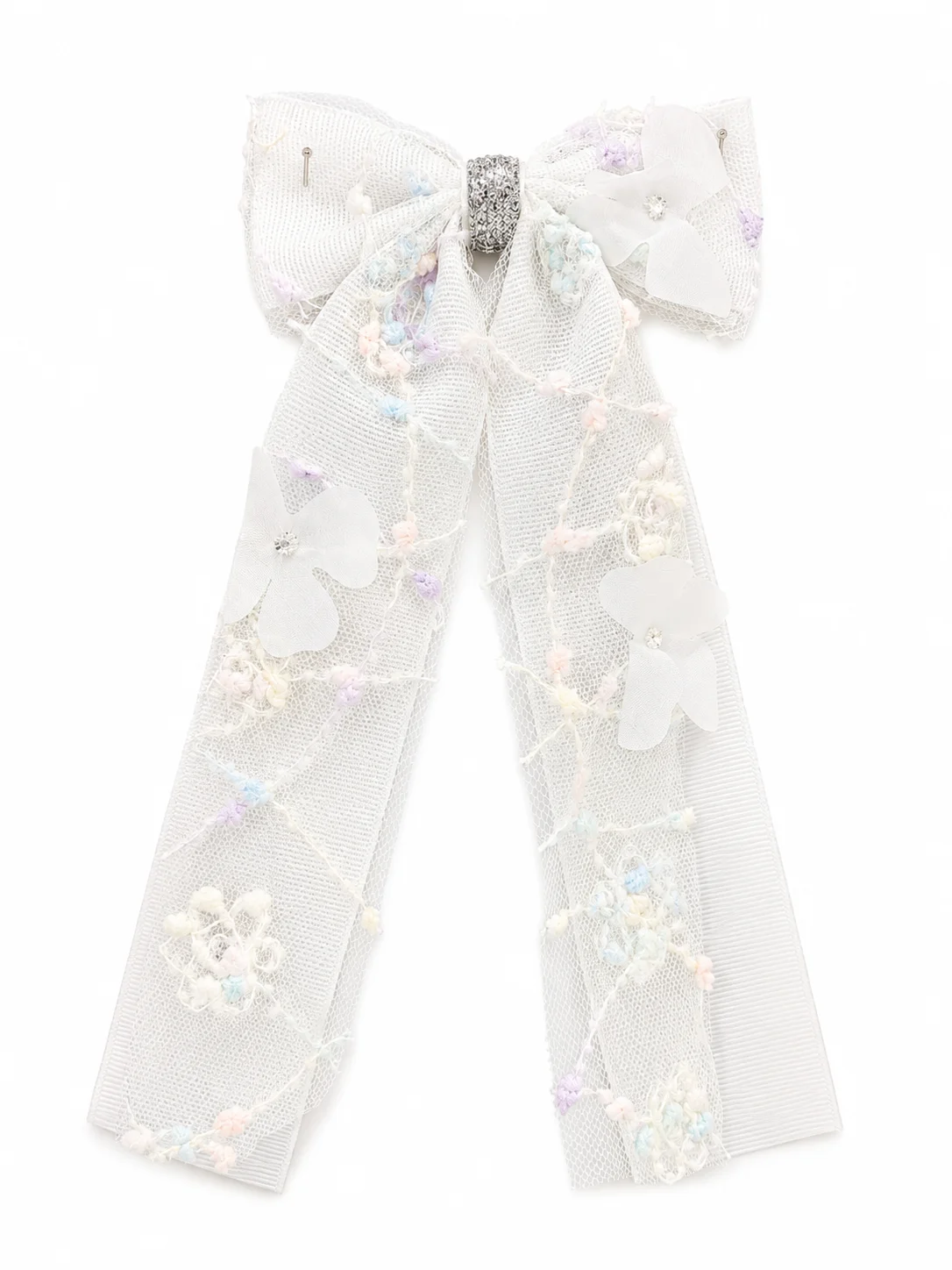 Elegant Floral Lace Ribbon Hair Bow Clip