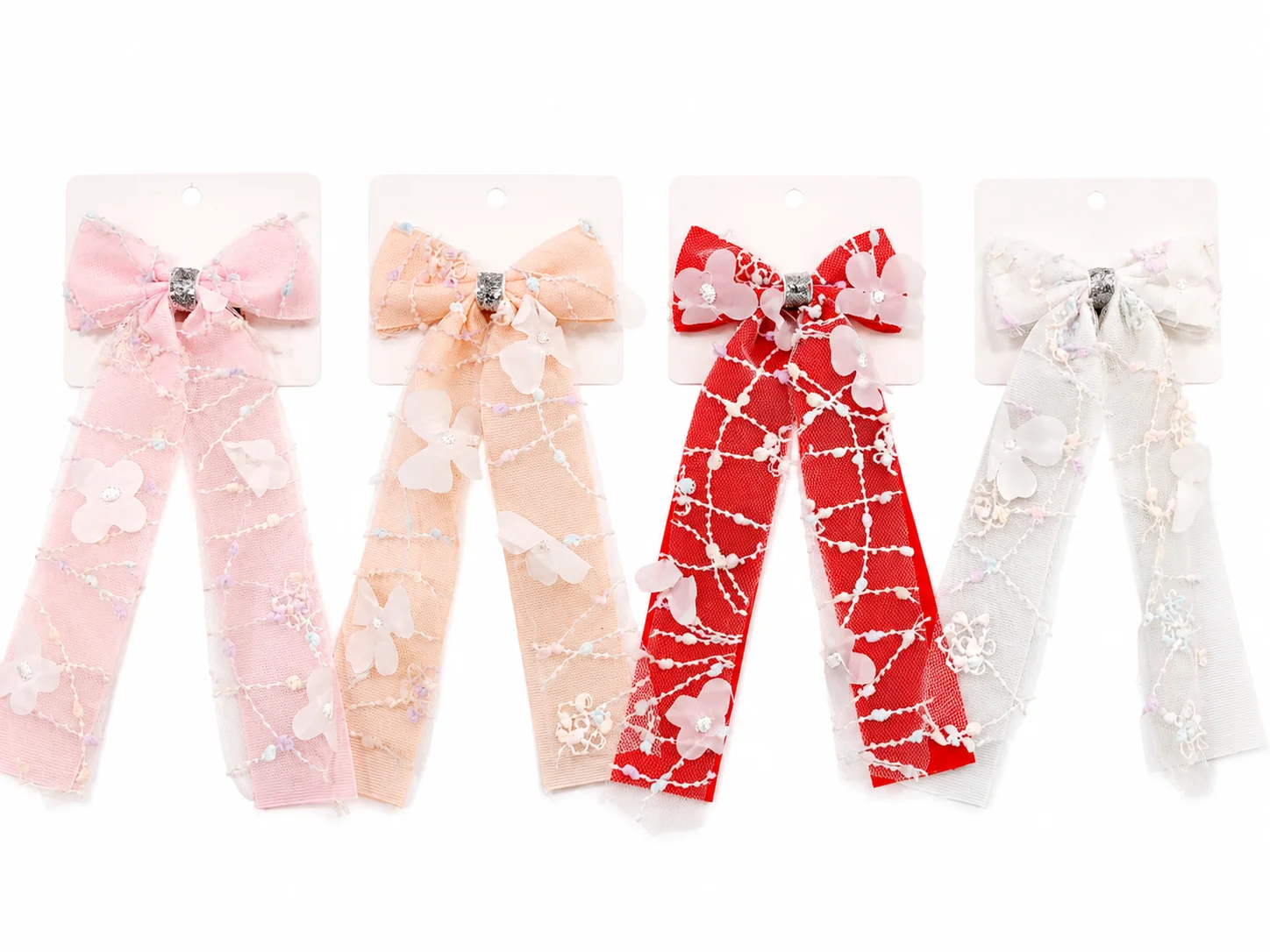 Elegant Floral Lace Ribbon Hair Bow Clip