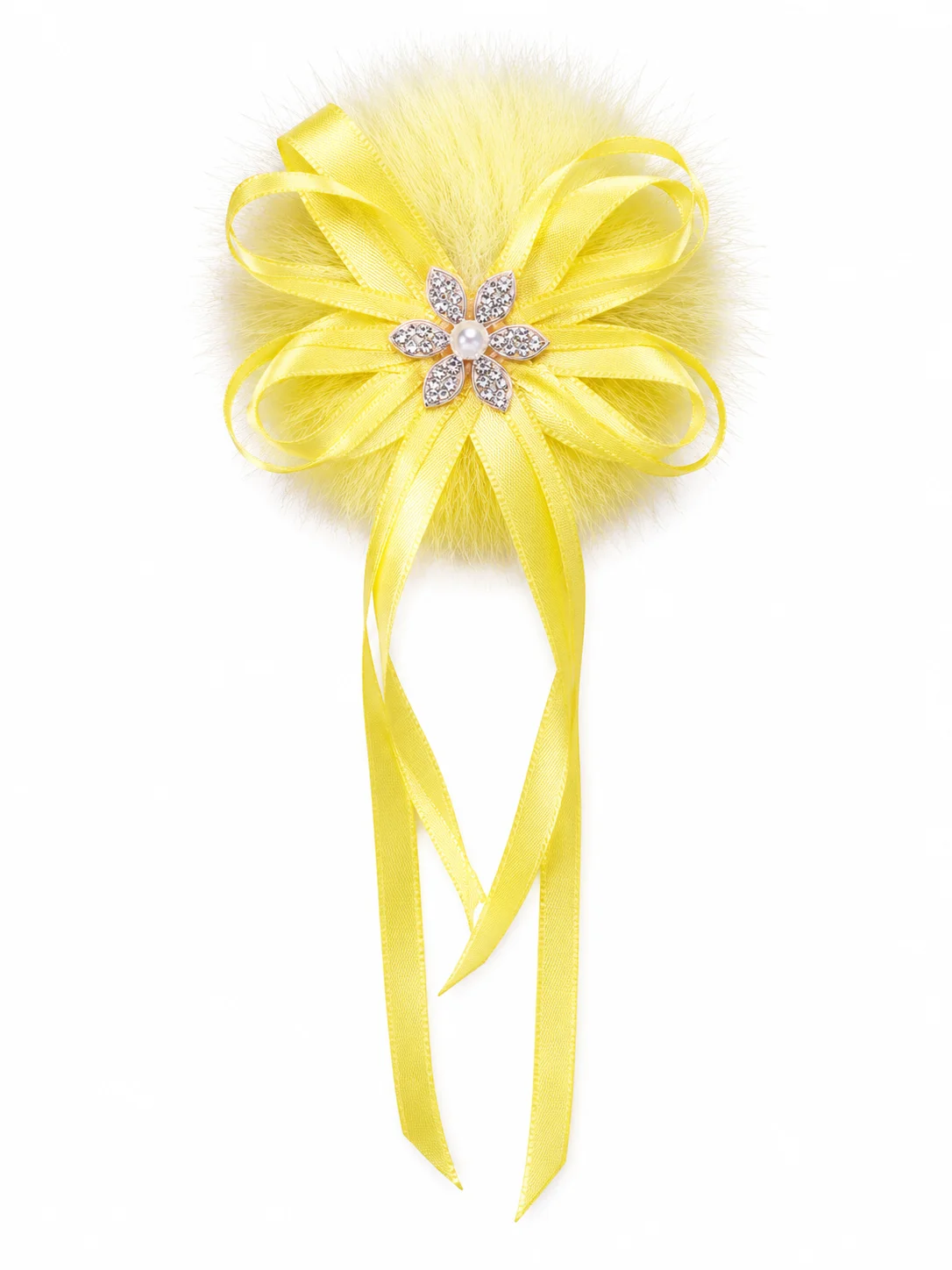 Elegant Yellow Fluffy Ribbon Hair Bow Clip