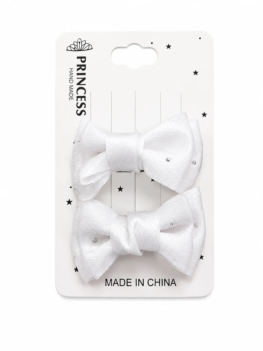 Elegant White Satin Bow Hair Clip Set – 2 Pieces