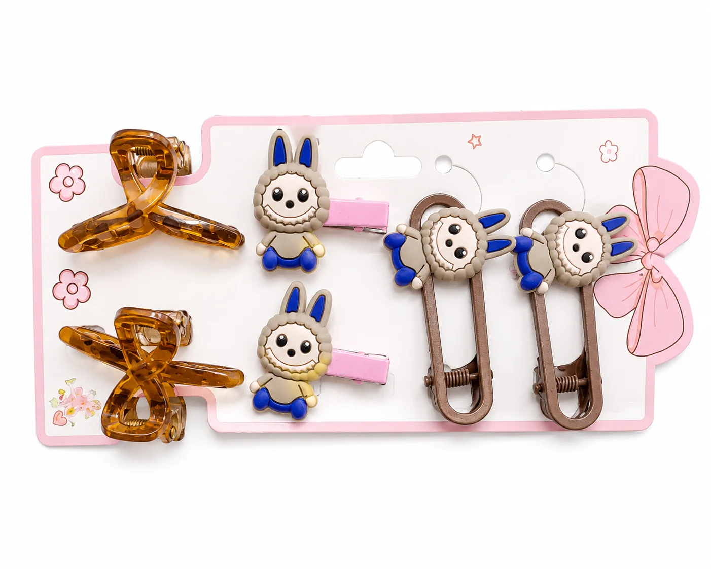 Cute Bunny Hair Clip Set for Girls – 6PCS Cartoon Hair Accessories