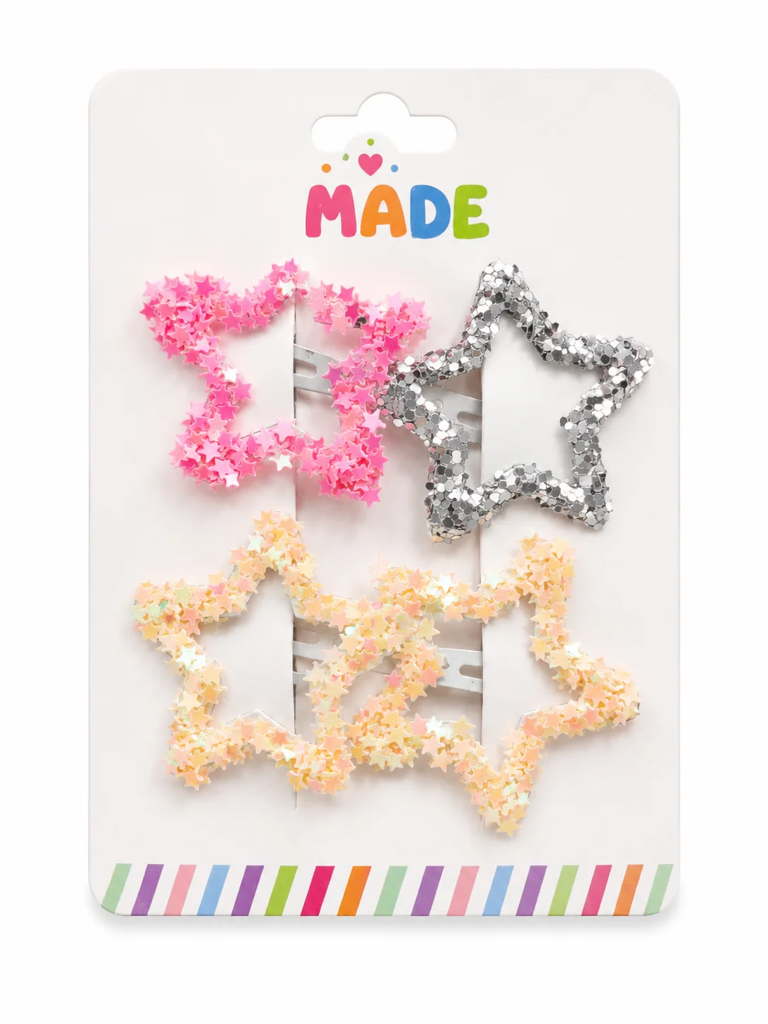 Glitter Star Hair Clip Set for Girls