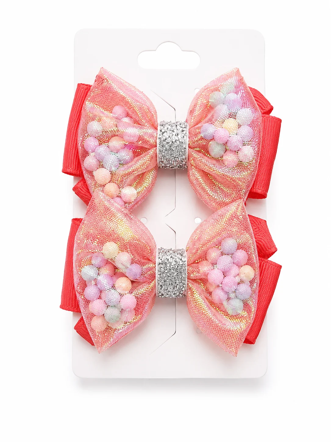Pink & Red Fancy Hair Accessories (3 Pairs)