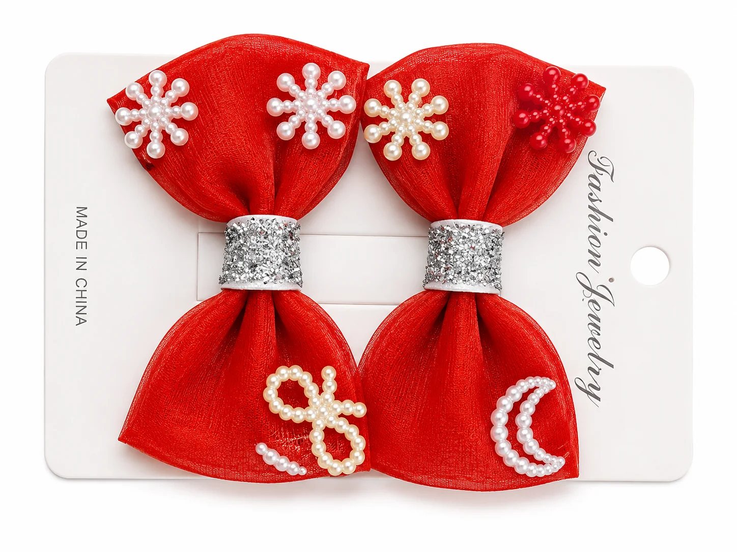 Pink & Red Fancy Hair Accessories (3 Pairs)