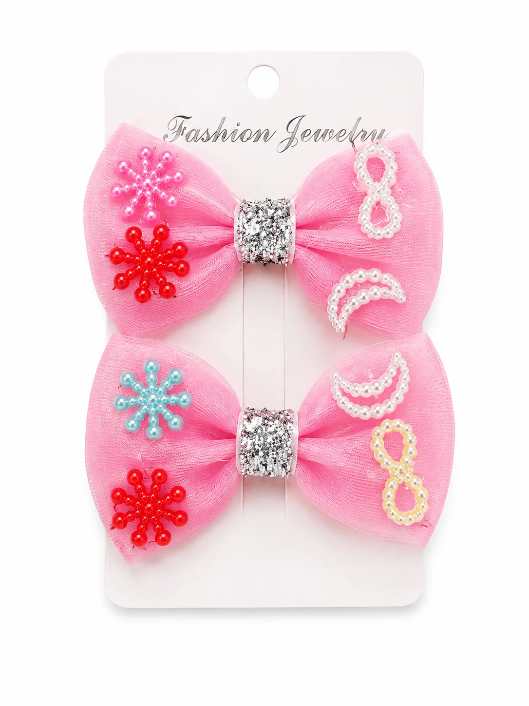 Pink & Red Fancy Hair Accessories (3 Pairs)