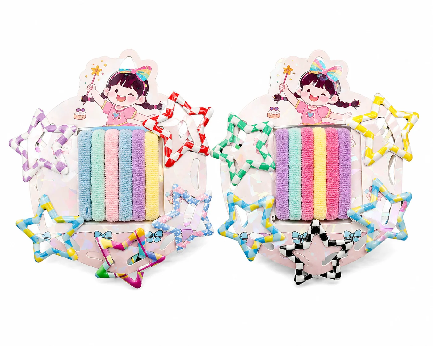 STAR Rainbow Hair Ties & Star Clip Set
