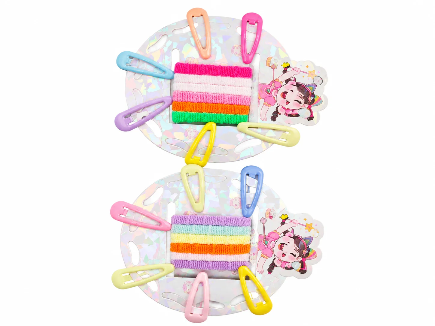 Rainbow Hair Clip & Hair Tie Set
