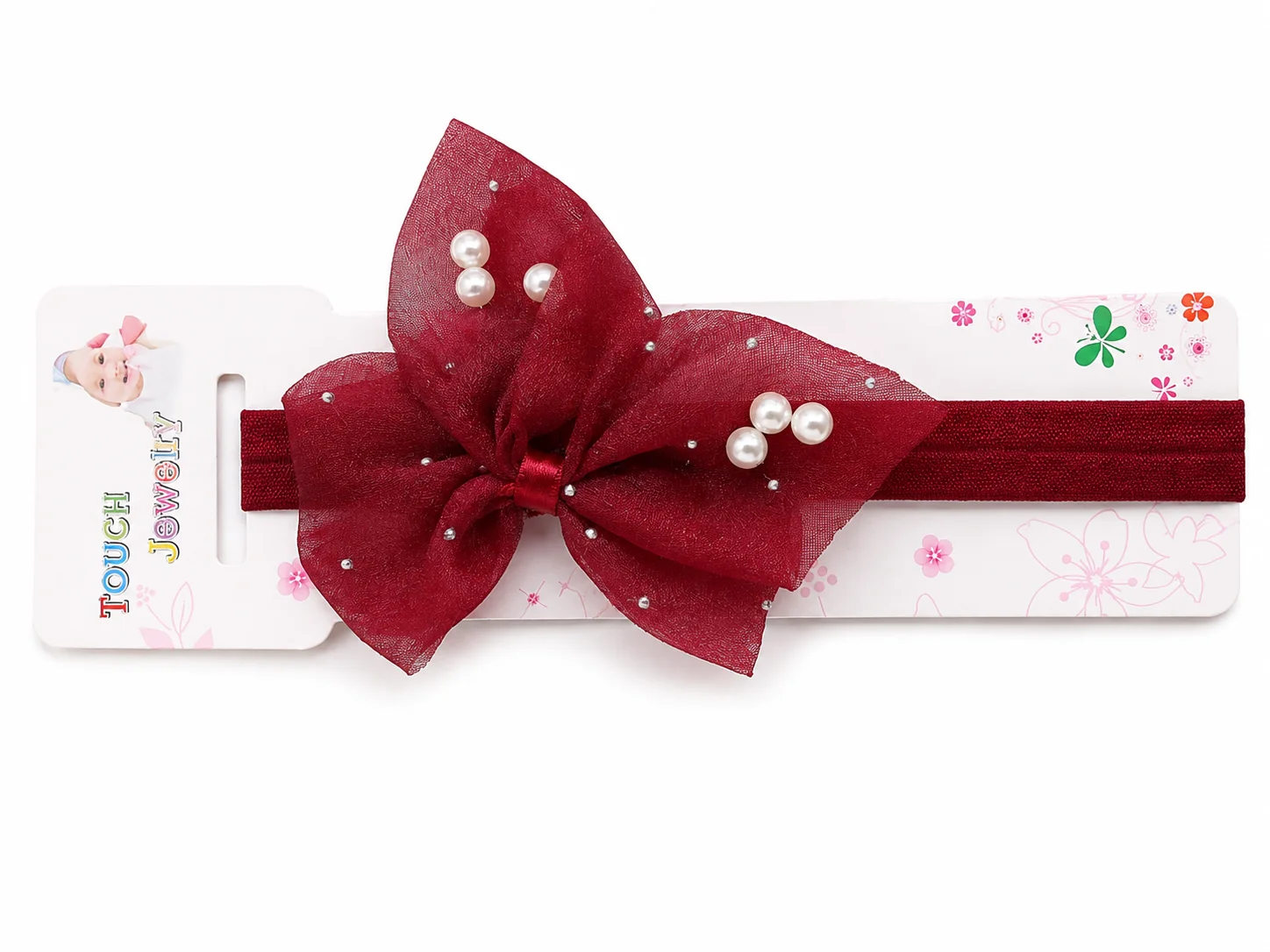 Elegant Pearl Organza Baby Headband Set