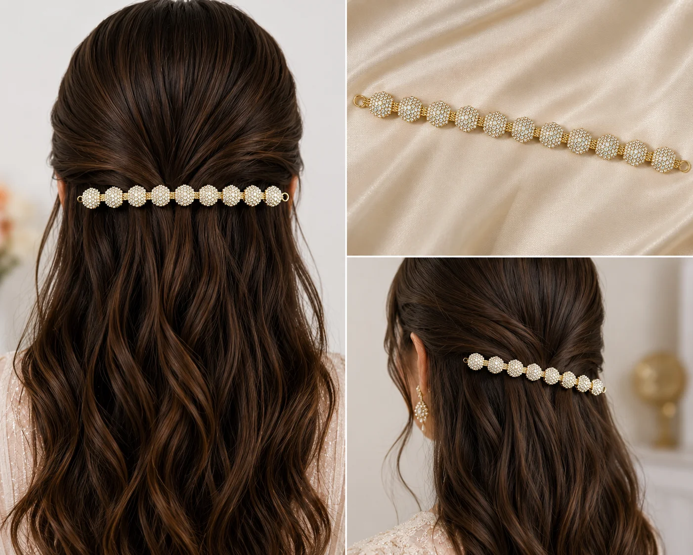 Silver Crystal Hair Lari – Bridal & Party Hair Accessory