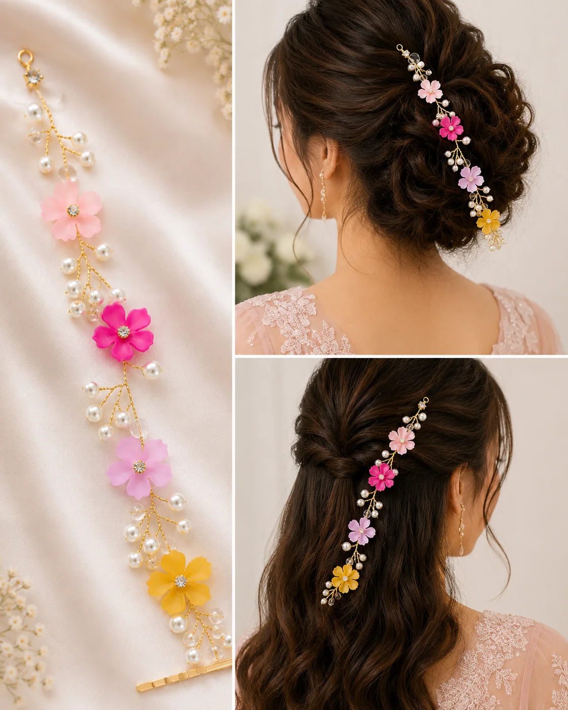 Elegant Floral Pearl Hair Vine – Bridal & Party Hair Accessory