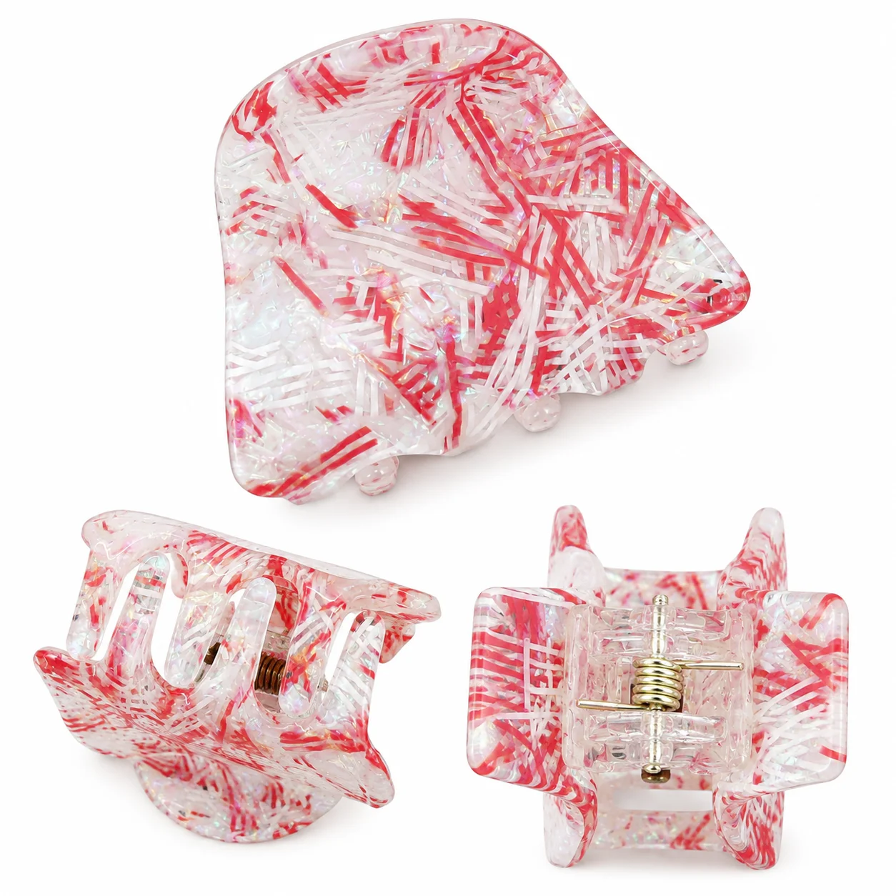 Red & White Pearl Acrylic Hair CATCHER