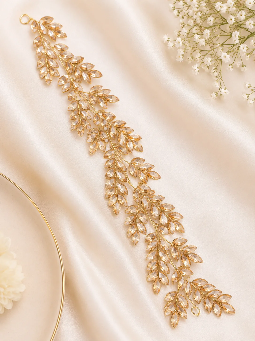 Luxury Crystal Leaf Hair Vine – Bridal Headpiece