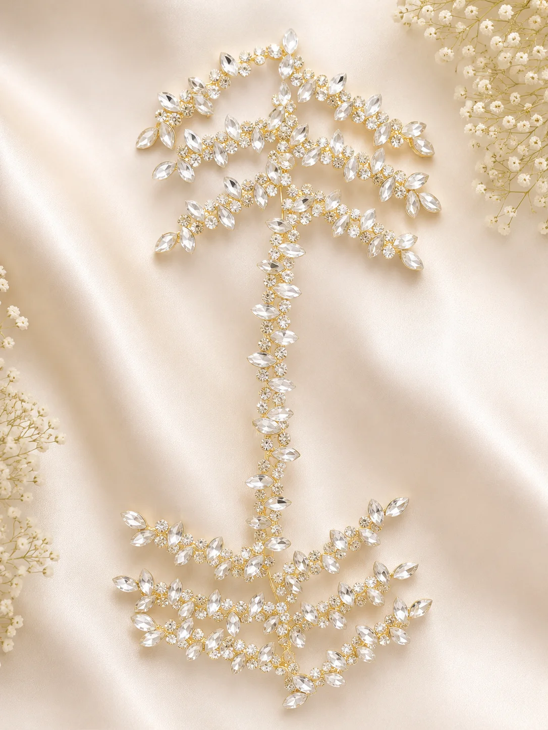 Luxury Crystal Leaf Bridal Hair Vine – Gold Finish
