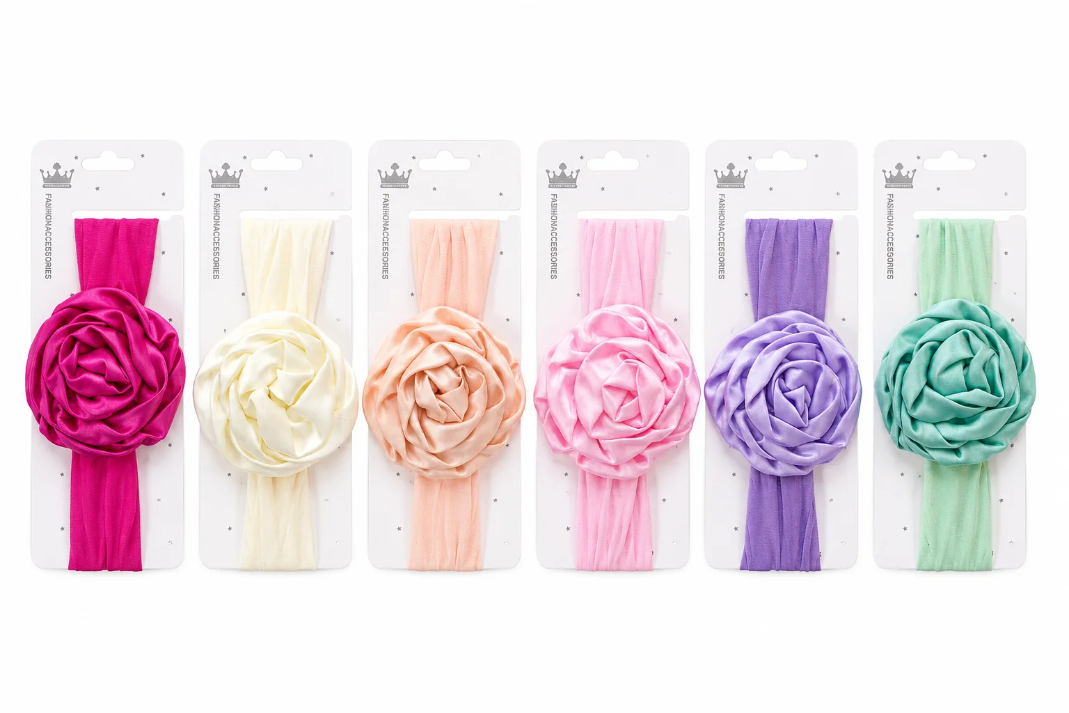 Baby Girls Floral Nylon Headband Set – Soft Stretch Hair Bands