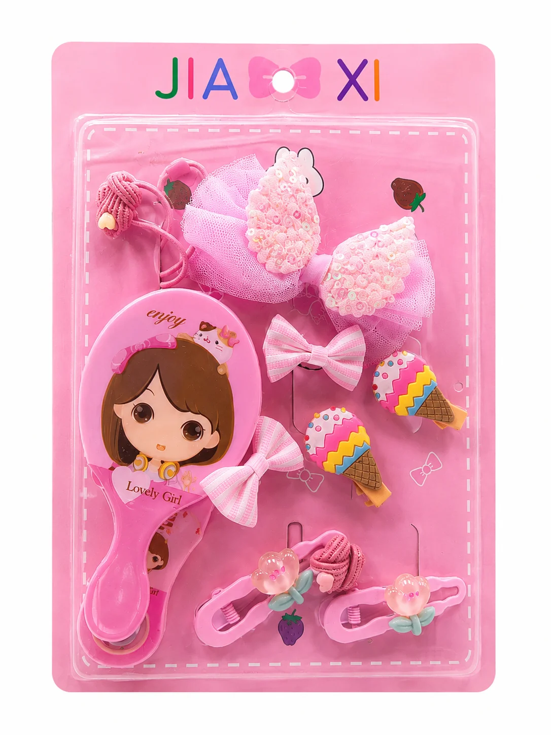 Girls Hair Accessories Gift Set – Hair Brush, Hair Clips & Bow Set