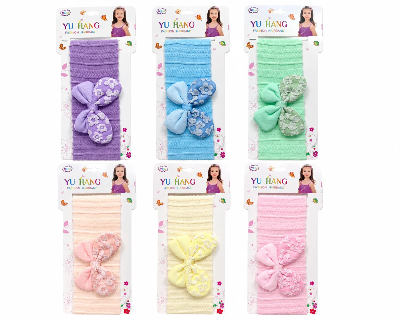 Baby Girls Bow Headband Set – Soft Stretch Nylon Hairbands