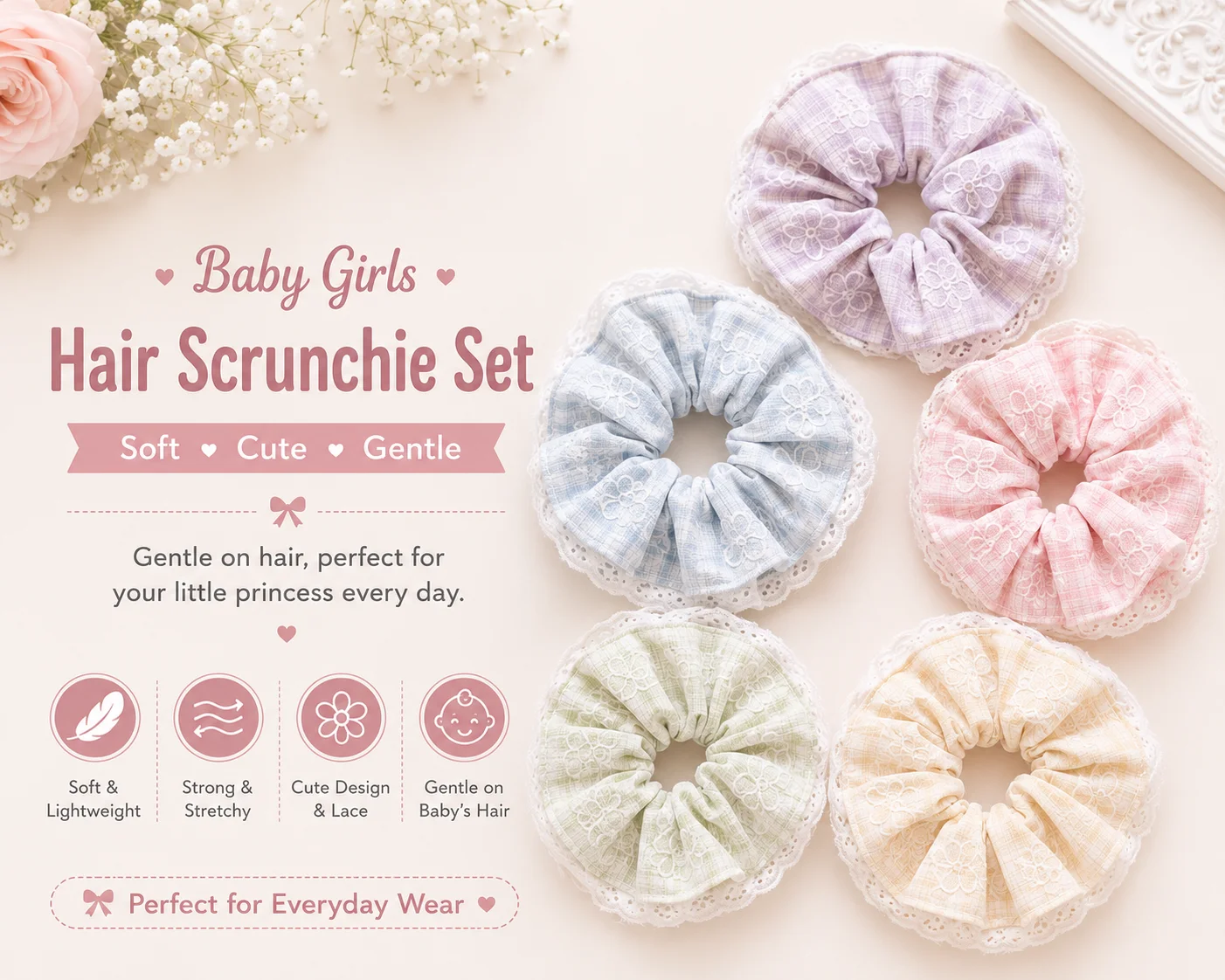 Soft Cotton Elastic Hair Bands (Pastel Colors)