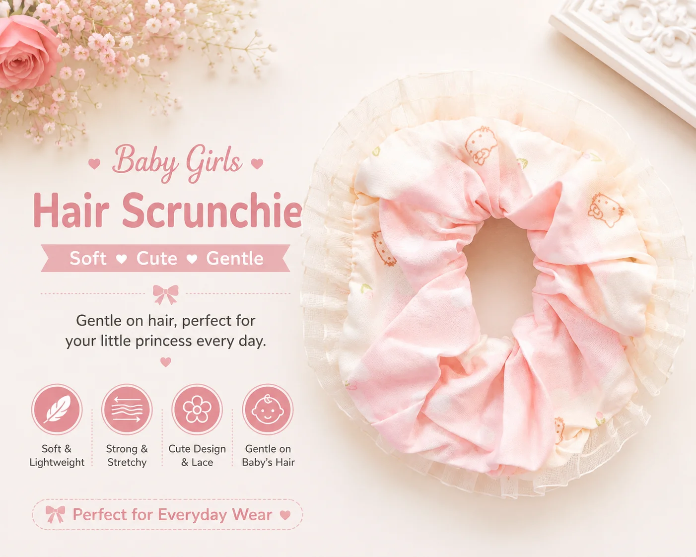 Baby Girls Soft Cotton Hair Scrunchie