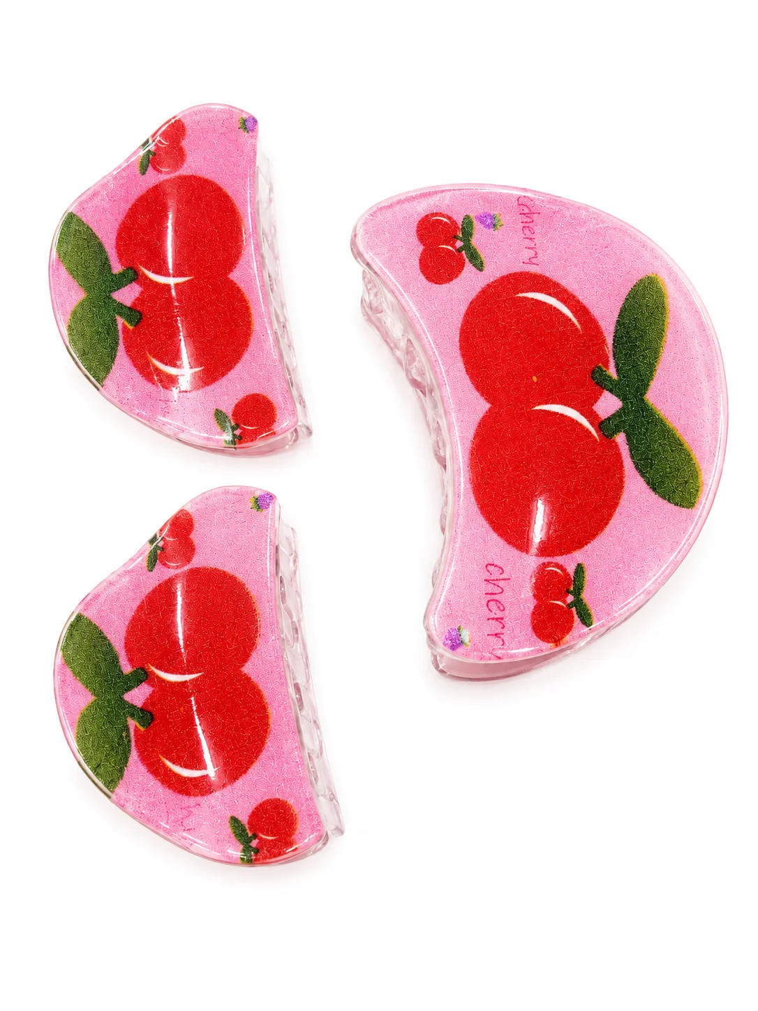 Cherry Print Hair Clip Set for Girls – 3 Piece Cute Hair Accessories