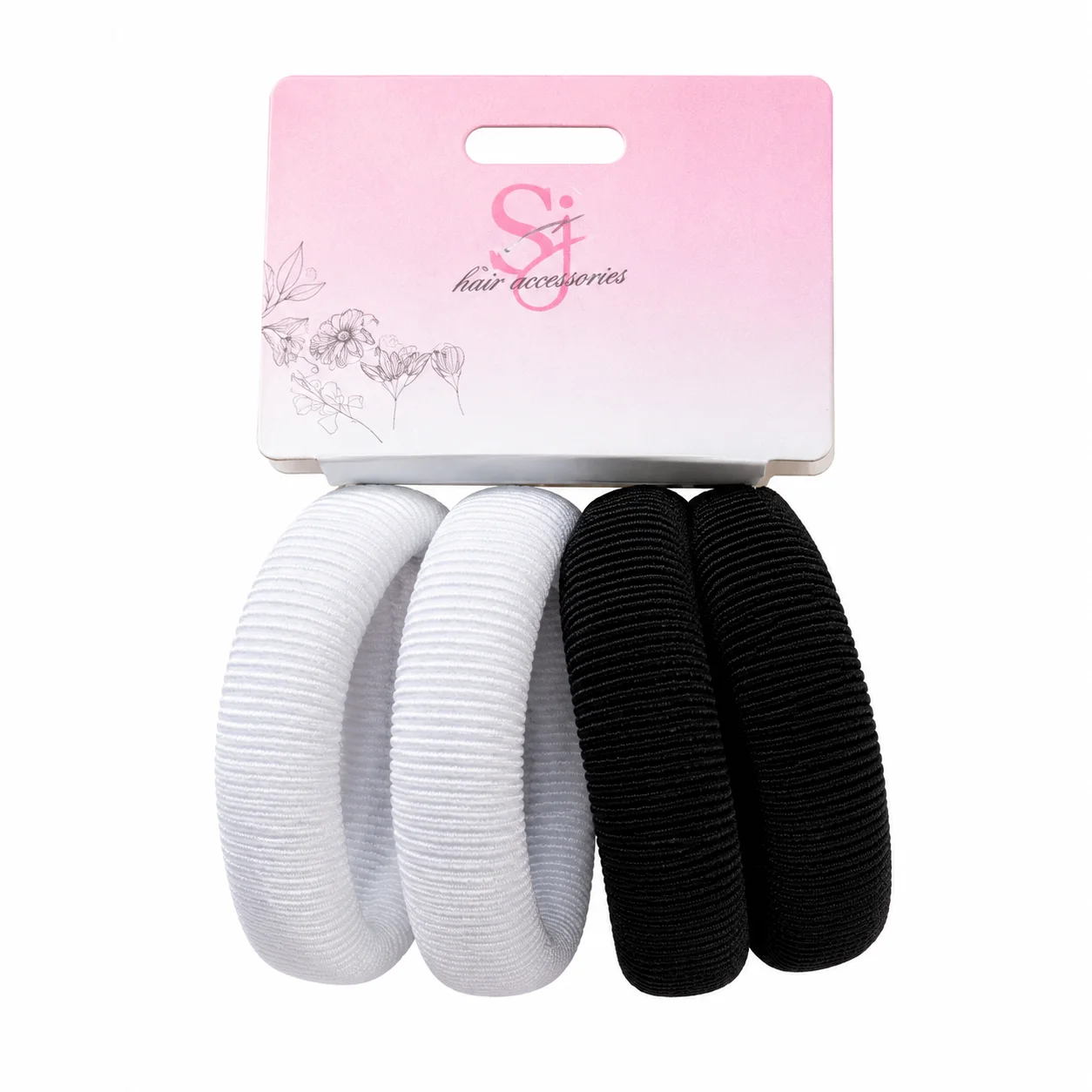 Thick Elastic Hair Tie Set – Black & White Ponytail Holders