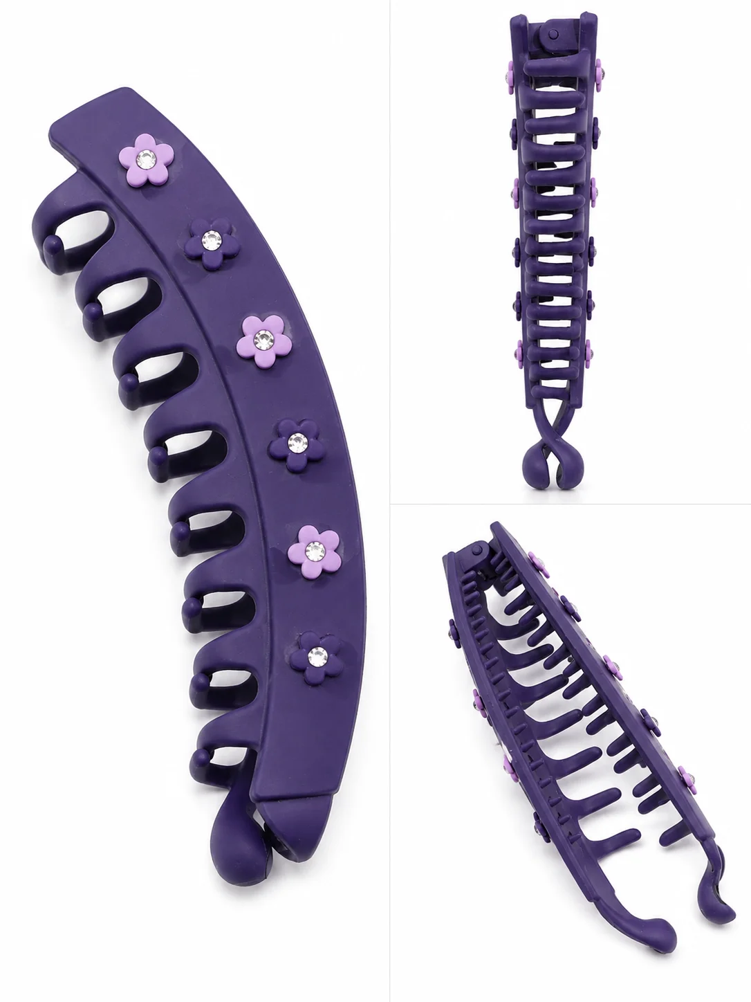 Elegant Floral Banana Hair Clip Set for Women – Multi Color Matte Finish Hair Accessories
