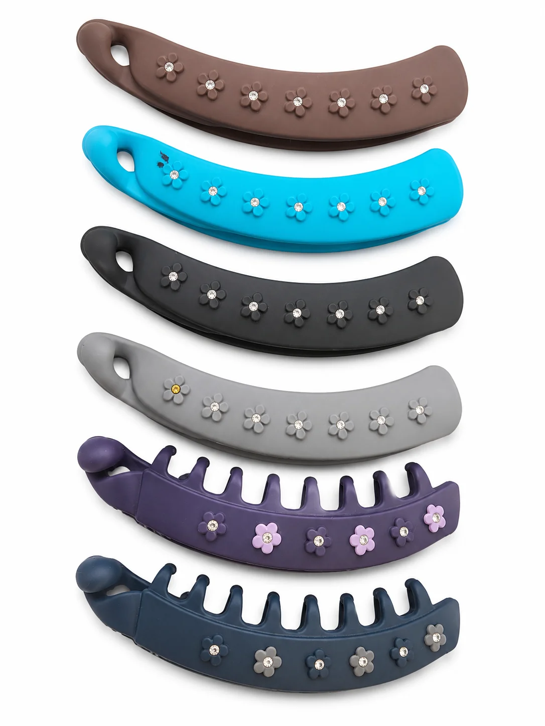 Elegant Floral Banana Hair Clip Set for Women – Multi Color Matte Finish Hair Accessories