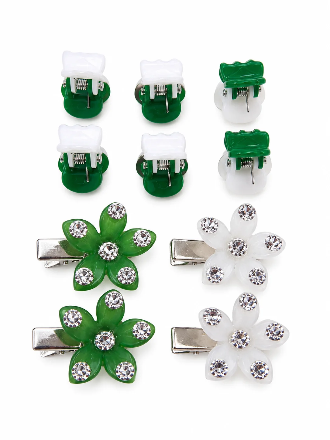 Mini Claw Clips & Rhinestone Flower Hair Clips