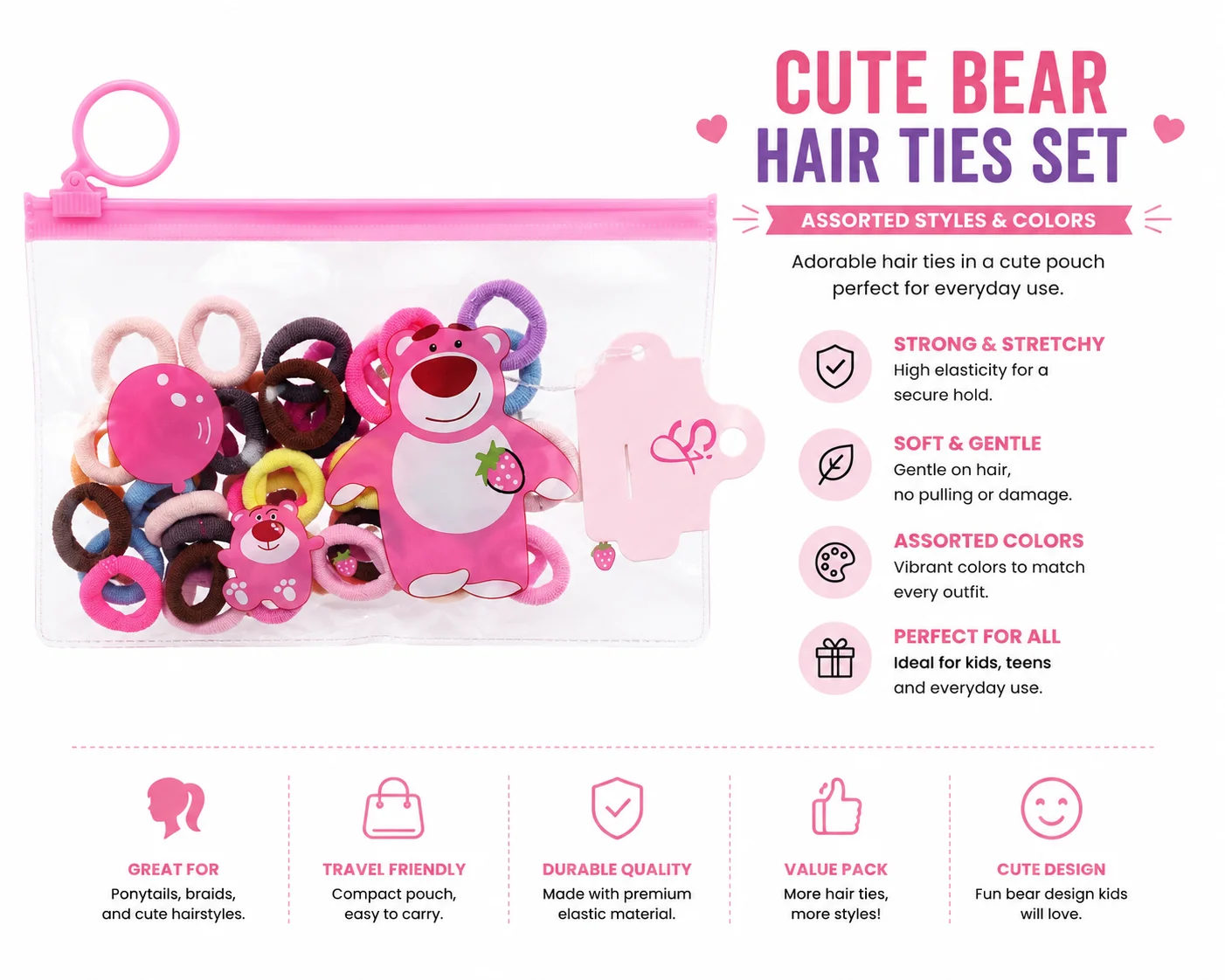 Colorful Elastic Hair Bands for Girls