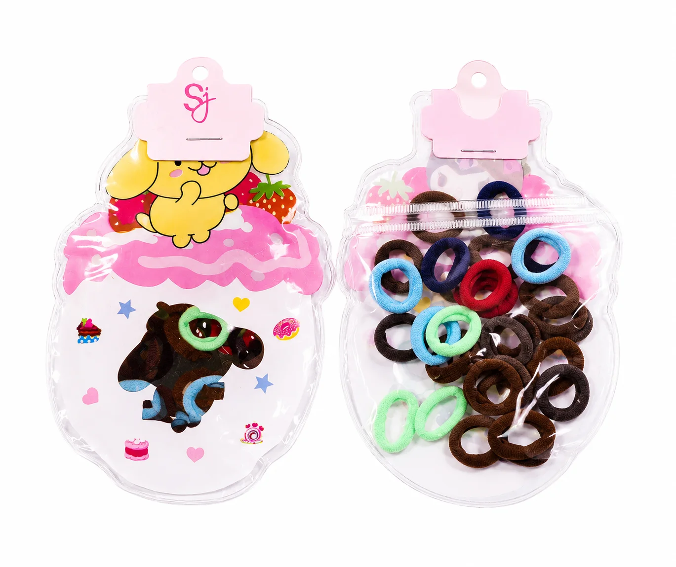 Kids Cartoon Hair Tie Set with Cute Storage Pouch