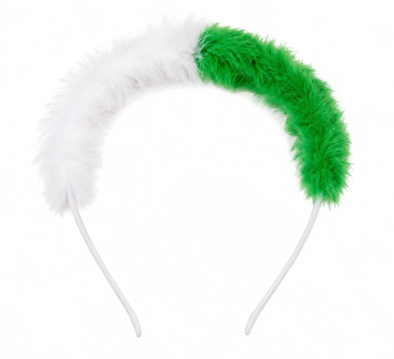 Fluffy Green & White Faux Fur Headband