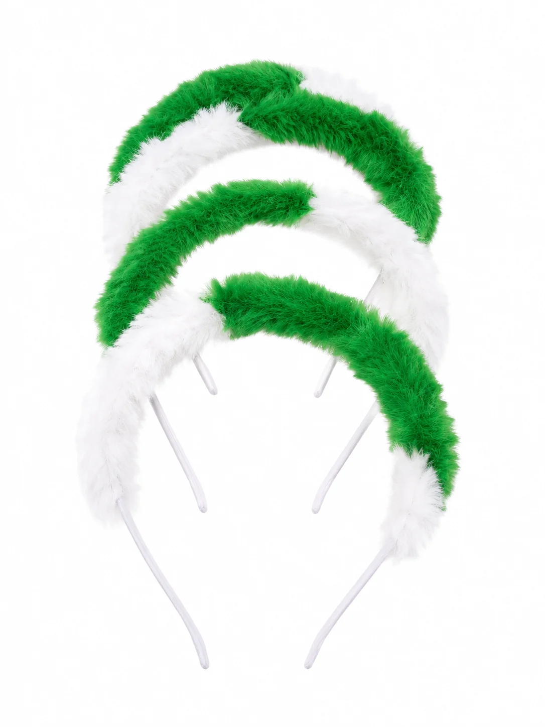 Fluffy Green & White Faux Fur Headband