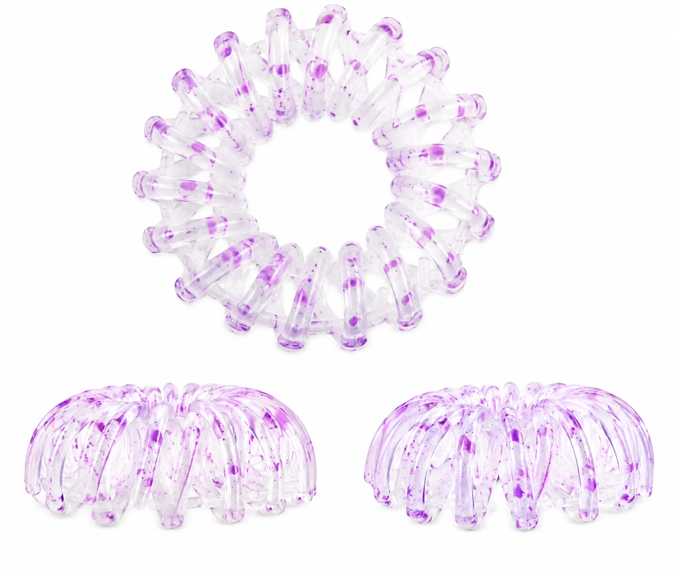 Transparent Purple Spiral Hair Clip Stretchable Hair Holder for Women & Girls