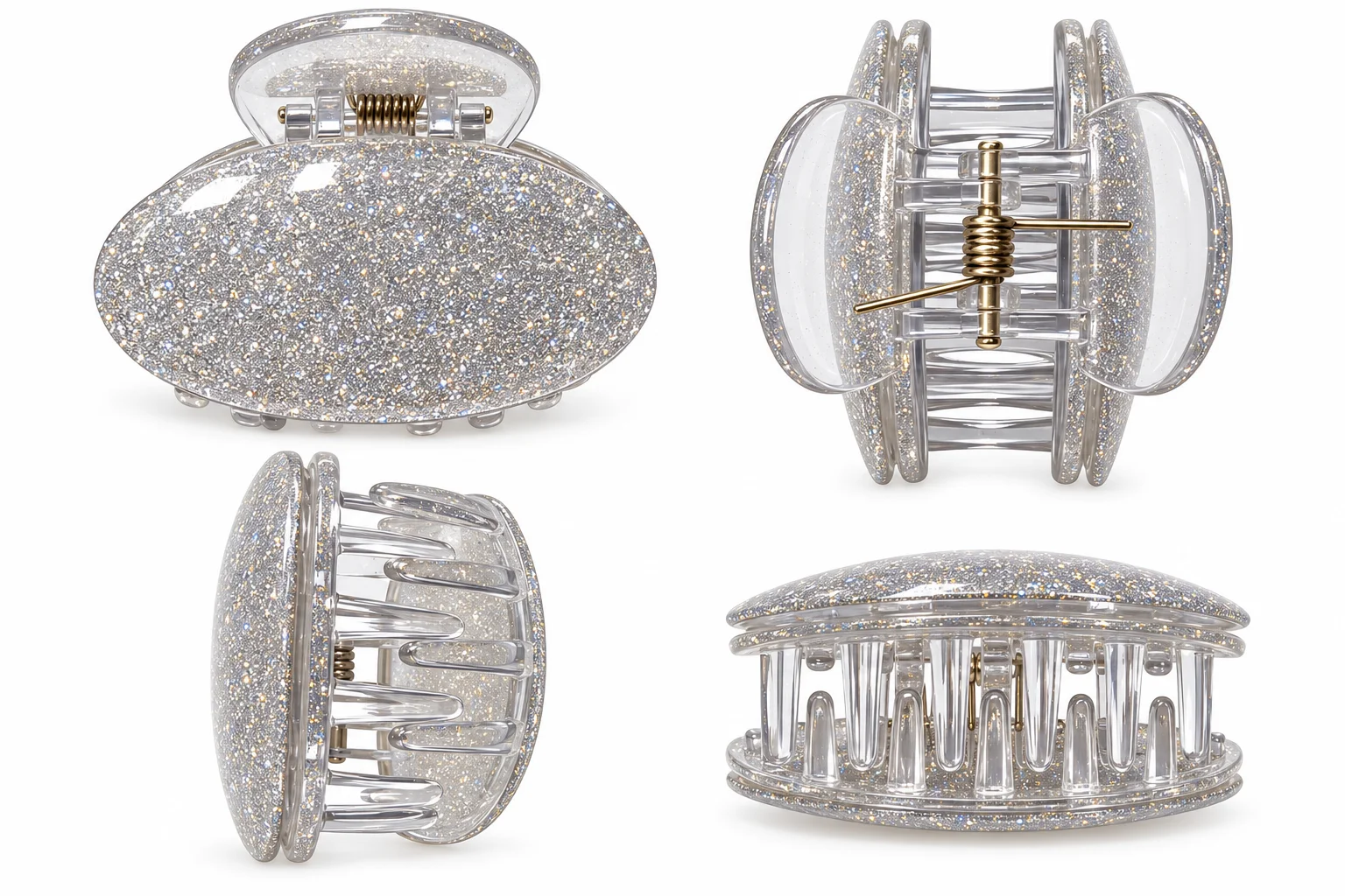 Glitter Oval Hair Claw Clip – Strong Grip Stylish Hair Catcher for Women