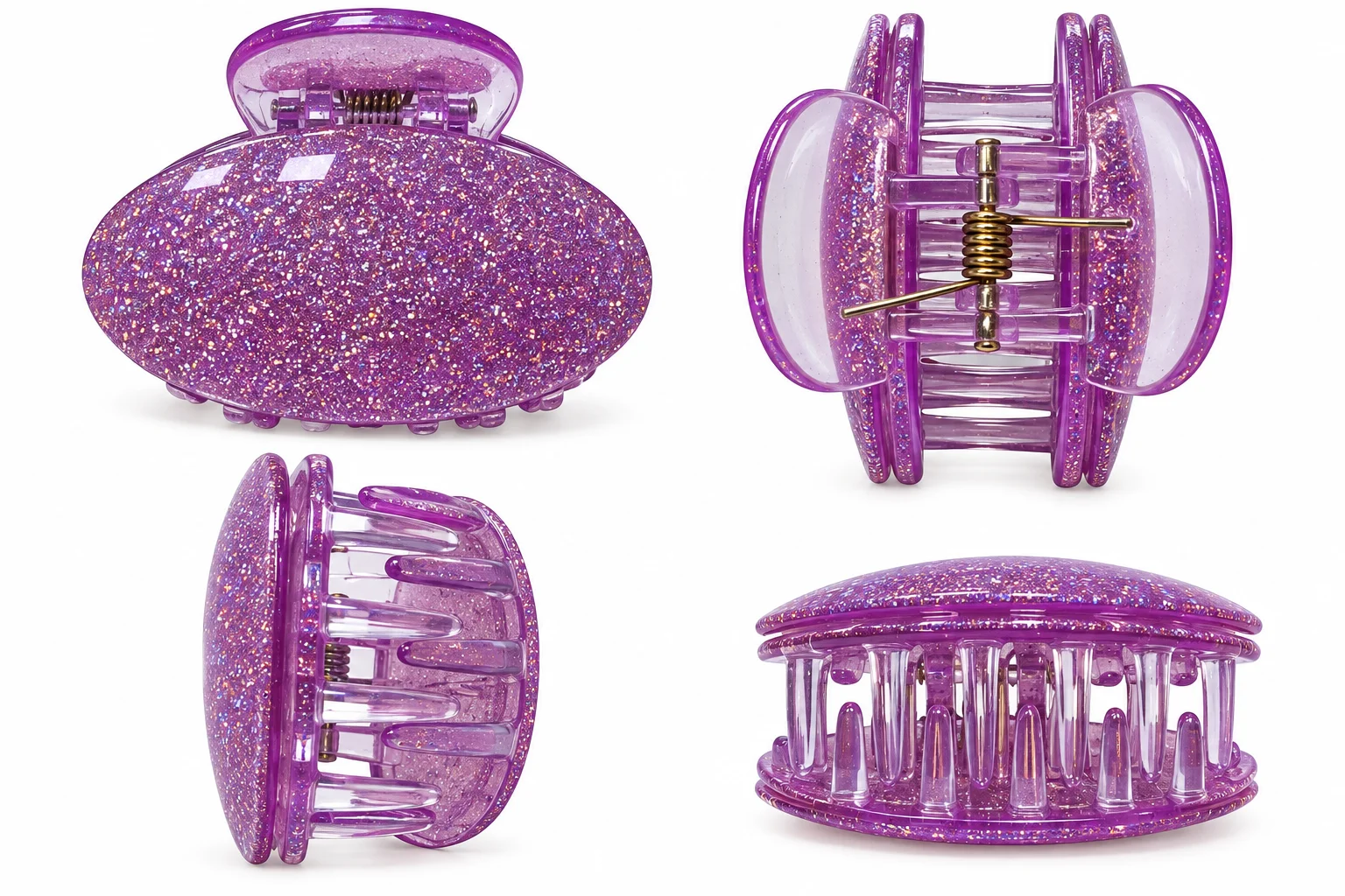Glitter Oval Hair Claw Clip – Strong Grip Stylish Hair Catcher for Women